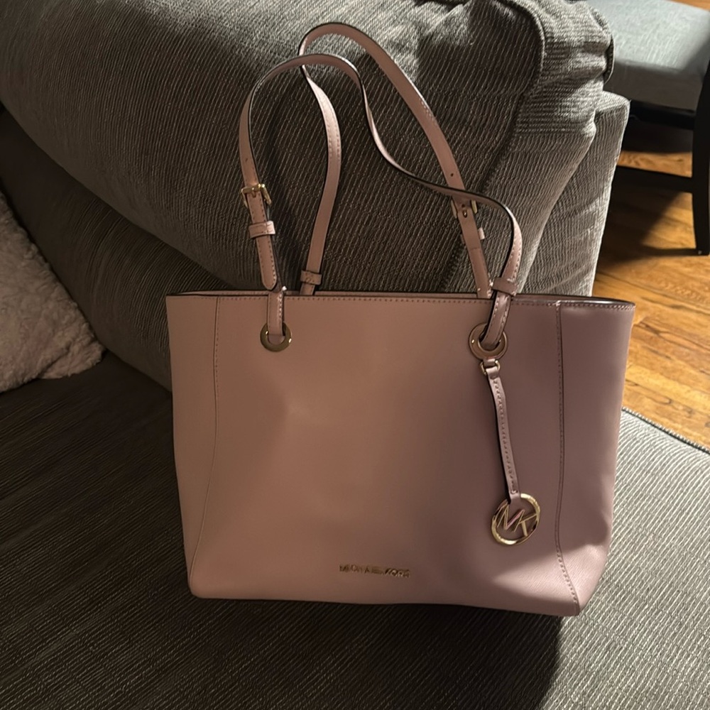 Michael Kors baby pink large leather tote